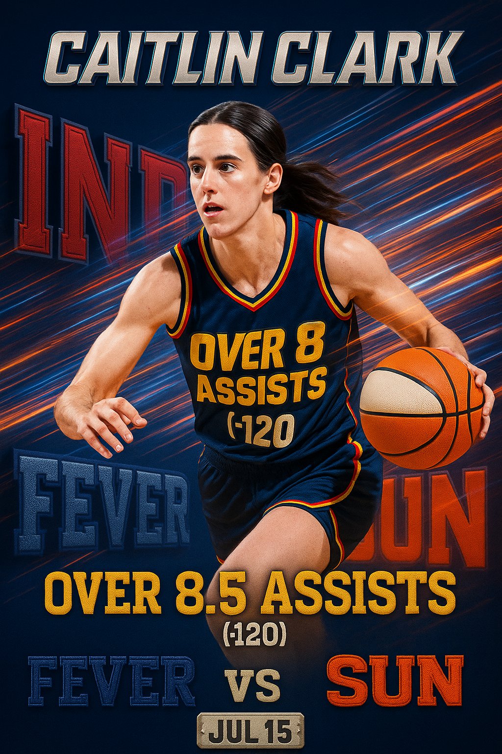 AI-generated detailed analysis visual for Caitlin Clark showing key statistics and insights