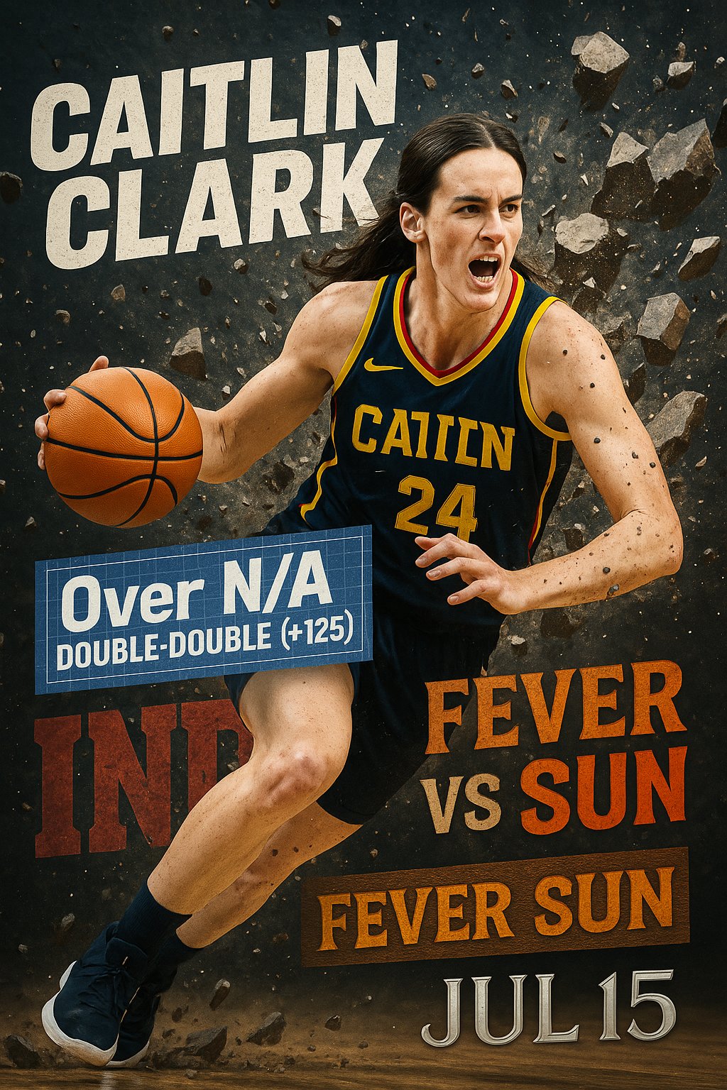 AI-generated detailed analysis visual for Caitlin Clark showing key statistics and insights