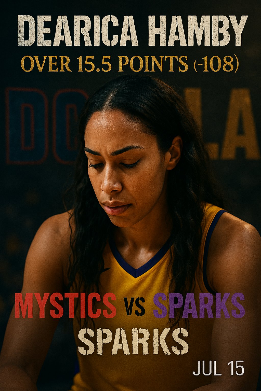 AI-generated detailed analysis visual for Dearica Hamby showing key statistics and insights