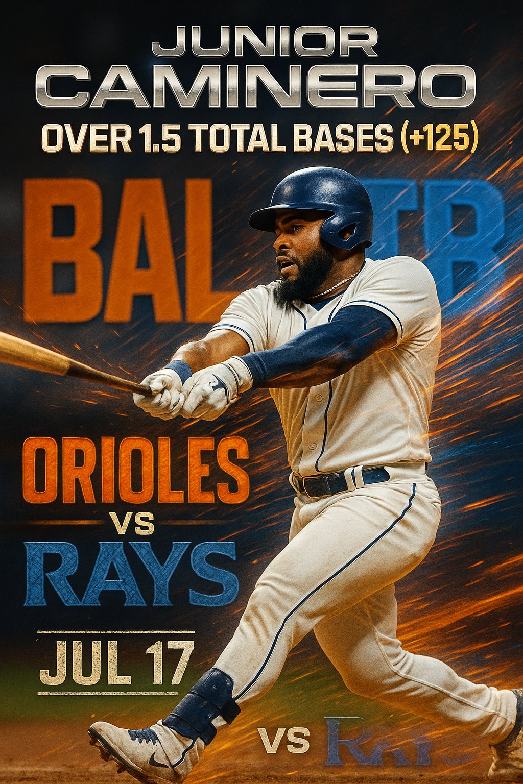 AI-generated detailed analysis visual for Junior Caminero showing key statistics and insights