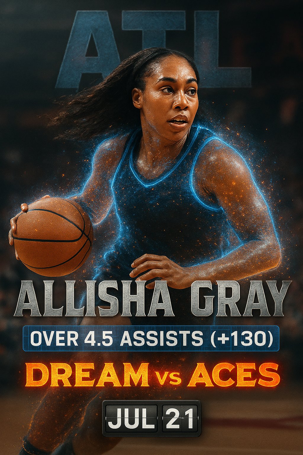 AI-generated detailed analysis visual for Allisha Gray showing key statistics and insights