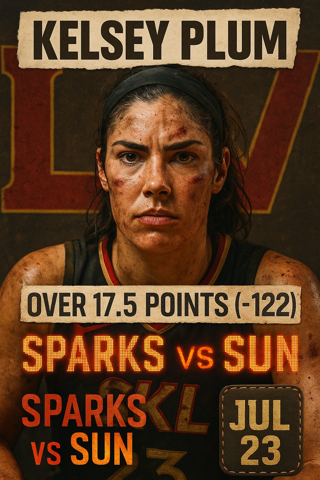 AI-generated detailed analysis visual for Kelsey Plum showing key statistics and insights