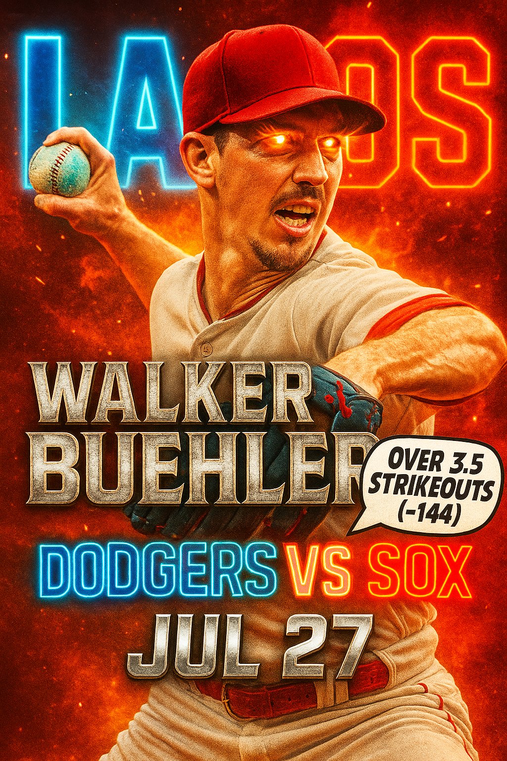 AI-generated detailed analysis visual for Walker Buehler showing key statistics and insights