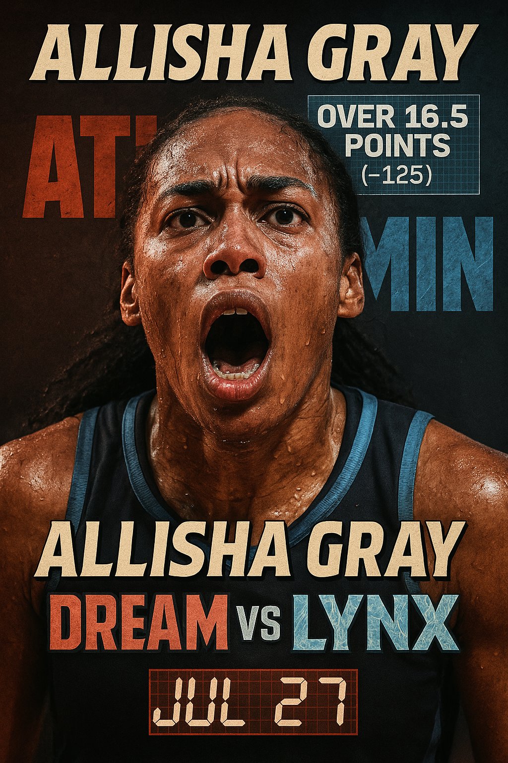 AI-generated detailed analysis visual for Allisha Gray showing key statistics and insights