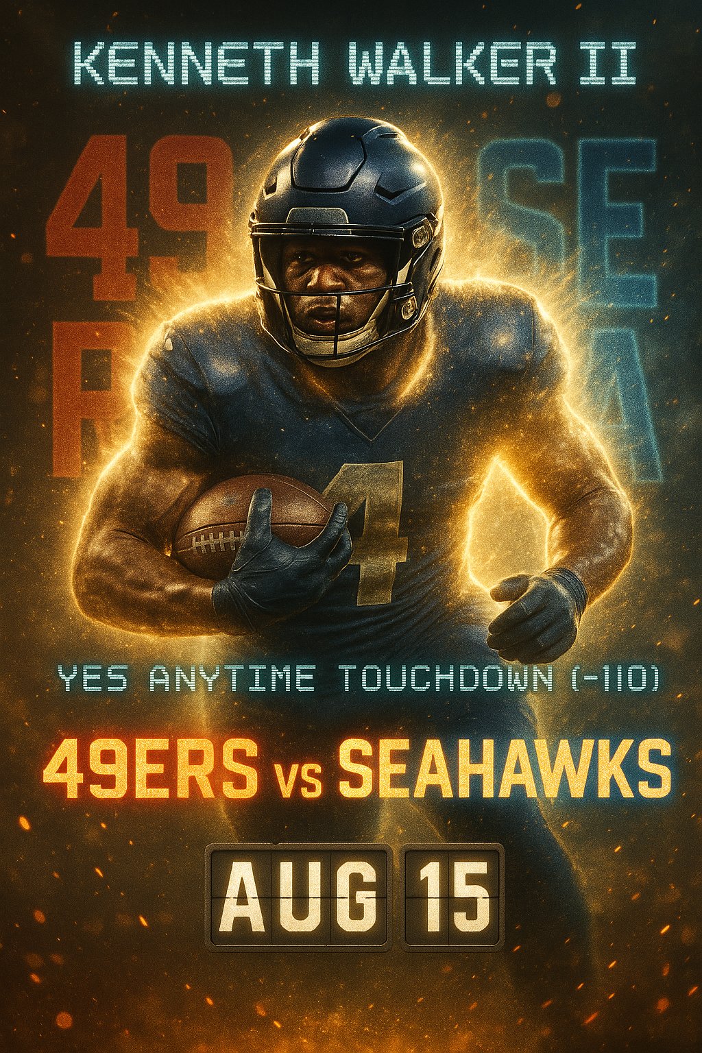 AI-generated detailed analysis visual for Kenneth Walker III showing key statistics and insights