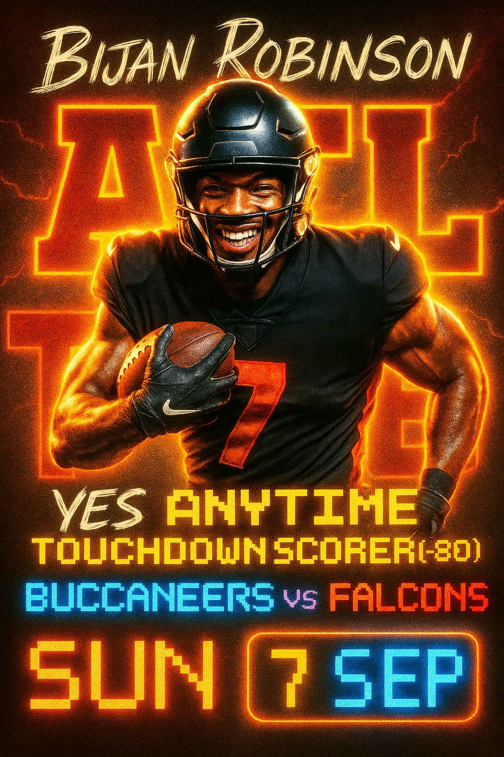 AI-generated detailed analysis visual for Bijan Robinson showing key statistics and insights