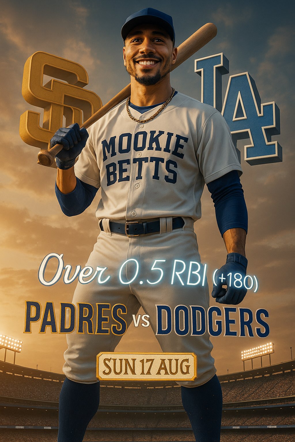 AI-generated detailed analysis visual for Mookie Betts showing key statistics and insights