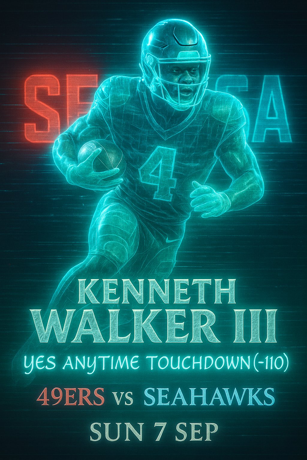 AI-generated detailed analysis visual for Kenneth Walker III showing key statistics and insights
