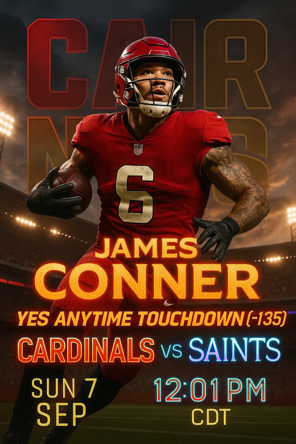 AI-generated detailed analysis visual for James Conner showing key statistics and insights