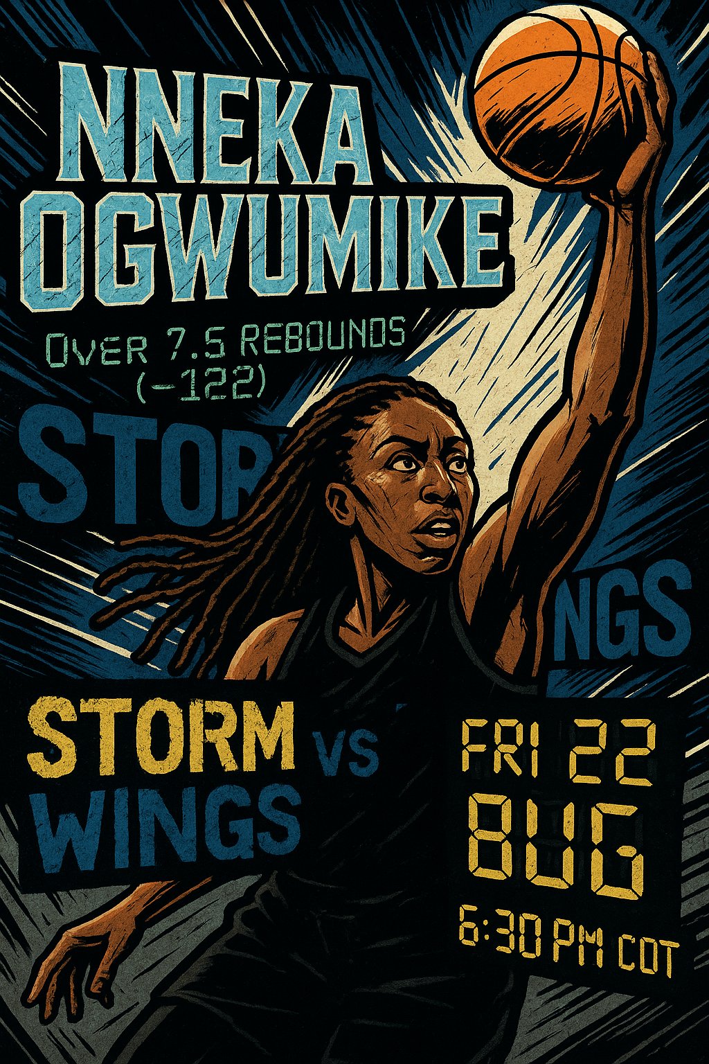 AI-generated detailed analysis visual for Nneka Ogwumike showing key statistics and insights