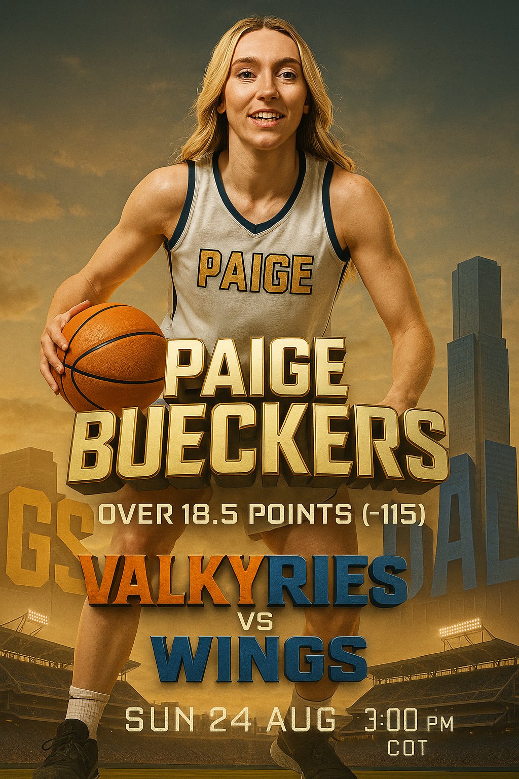 AI-generated detailed analysis visual for Paige Bueckers showing key statistics and insights