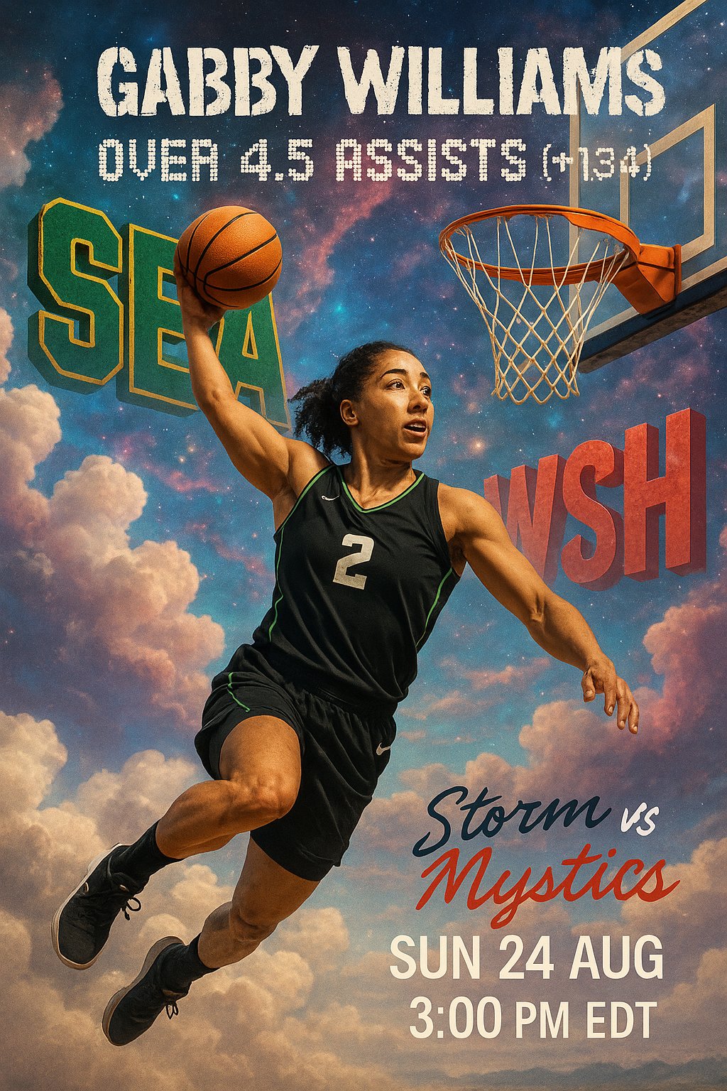 AI-generated detailed analysis visual for Gabby Williams showing key statistics and insights