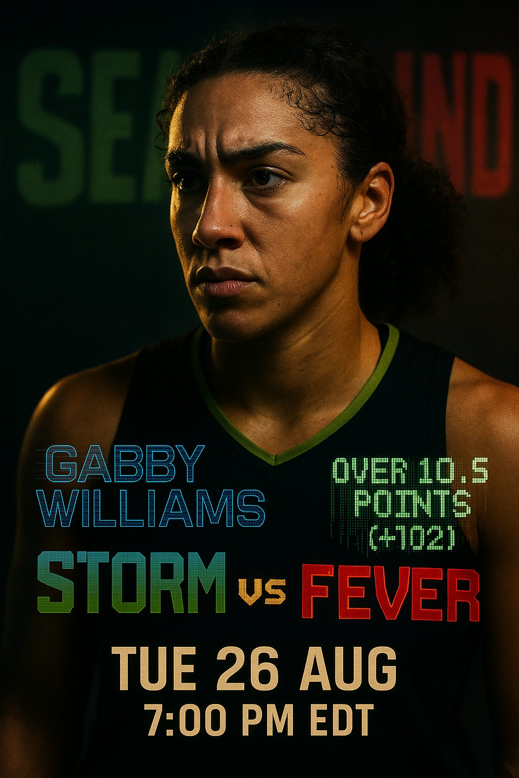 AI-generated detailed analysis visual for Gabby Williams showing key statistics and insights