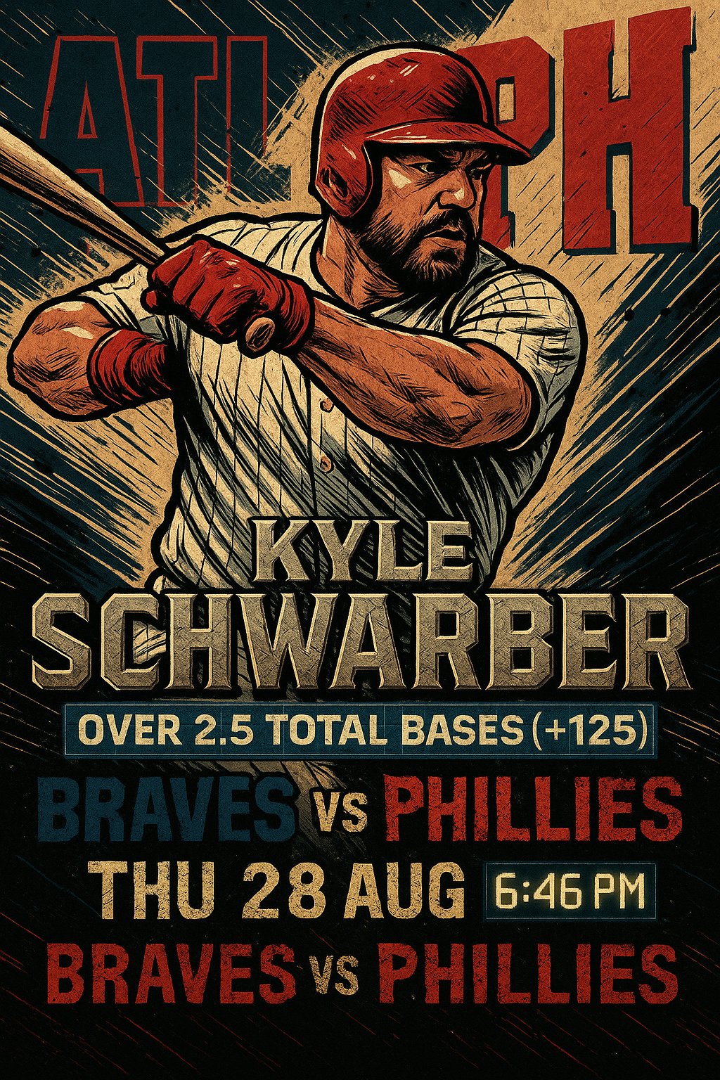 AI-generated detailed analysis visual for Kyle Schwarber showing key statistics and insights