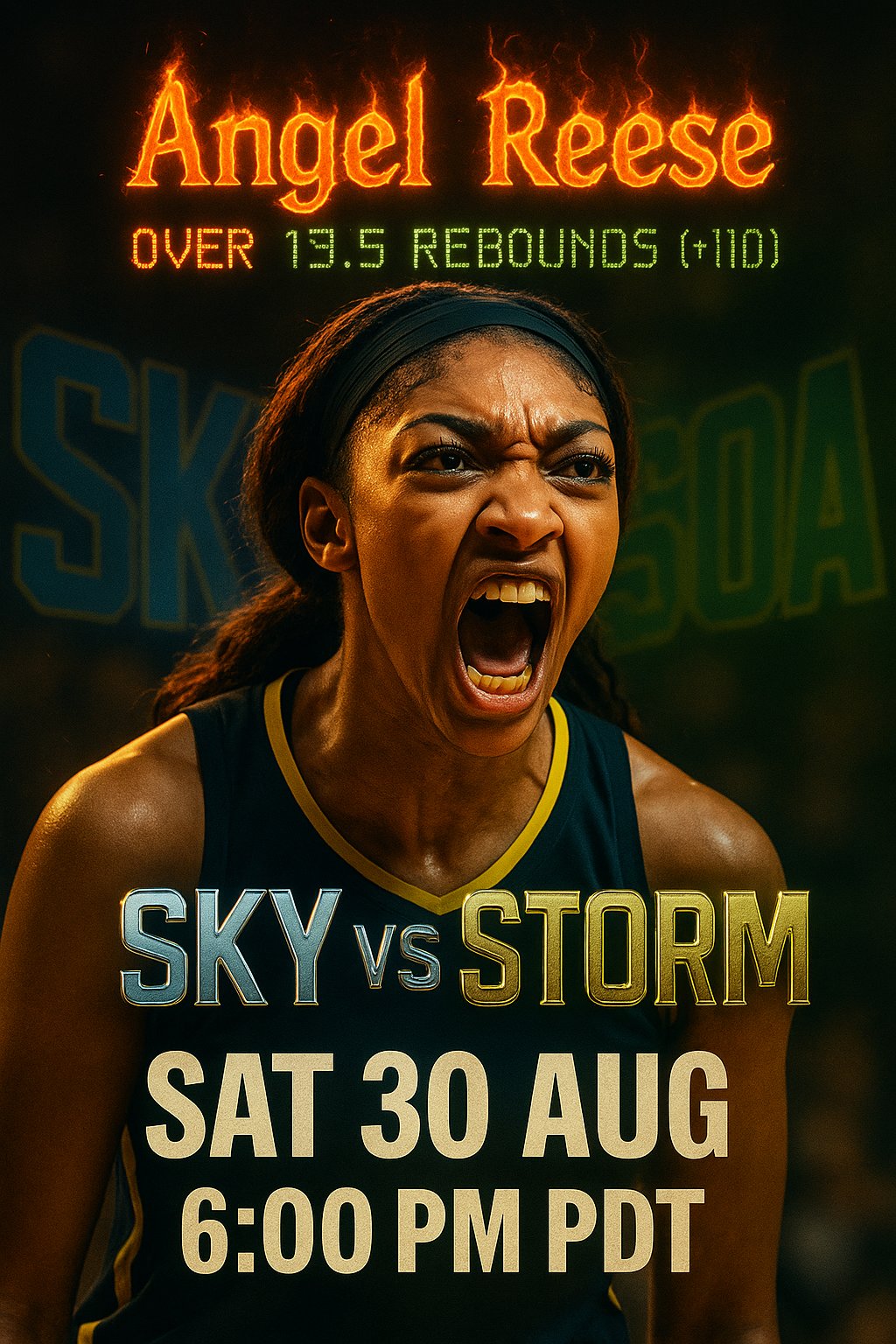 AI-generated detailed analysis visual for Angel Reese showing key statistics and insights