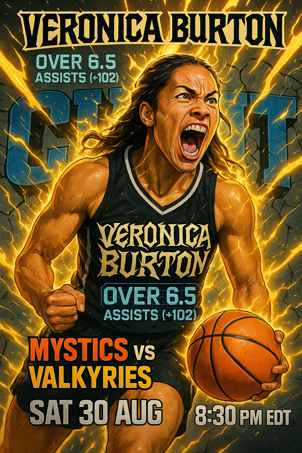 AI-generated detailed analysis visual for Veronica Burton showing key statistics and insights