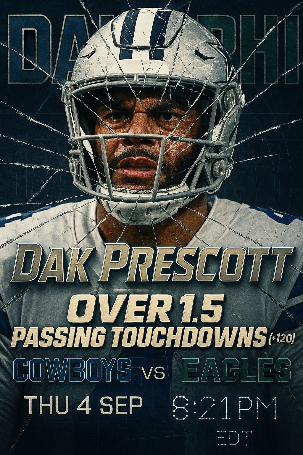 AI-generated detailed analysis visual for Dak Prescott showing key statistics and insights