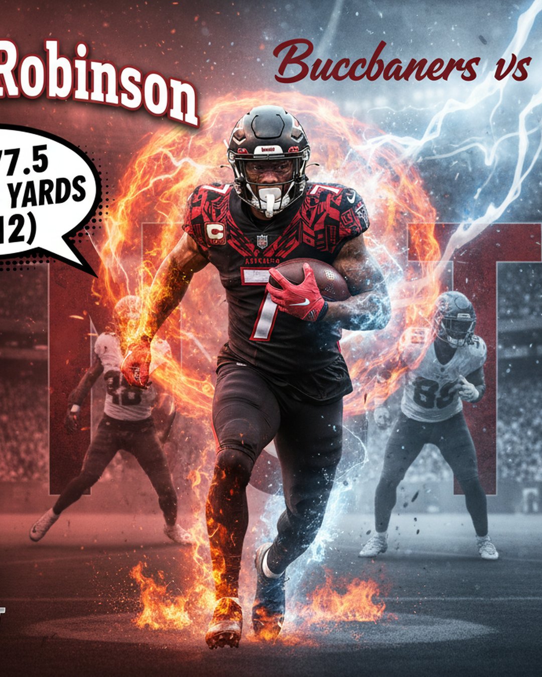 AI-generated detailed analysis visual for Bijan Robinson showing key statistics and insights