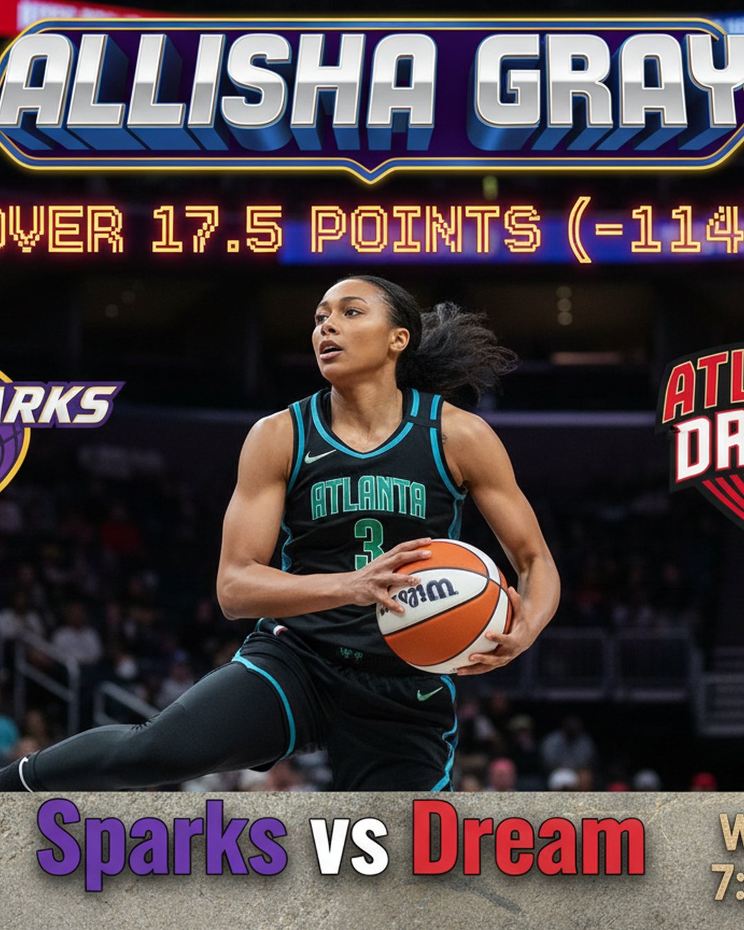 AI-generated detailed analysis visual for Allisha Gray showing key statistics and insights