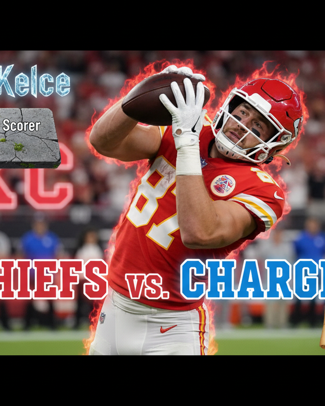 AI-generated detailed analysis visual for Travis Kelce showing key statistics and insights