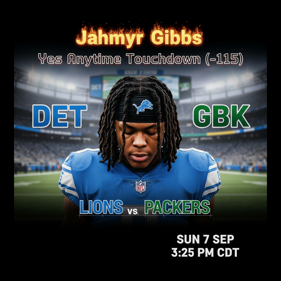 AI-generated detailed analysis visual for Jahmyr Gibbs showing key statistics and insights