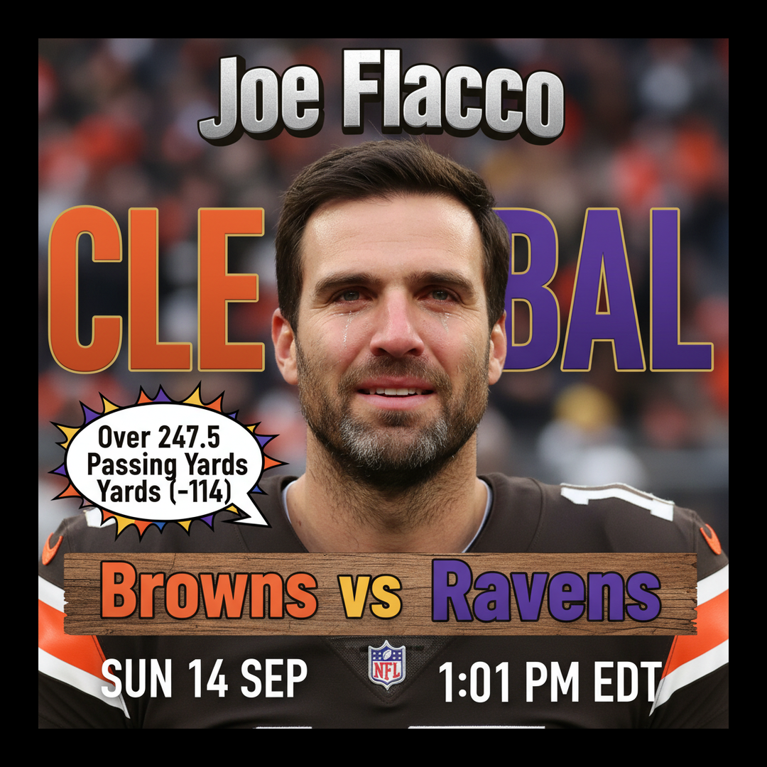 AI-generated detailed analysis visual for Joe Flacco showing key statistics and insights