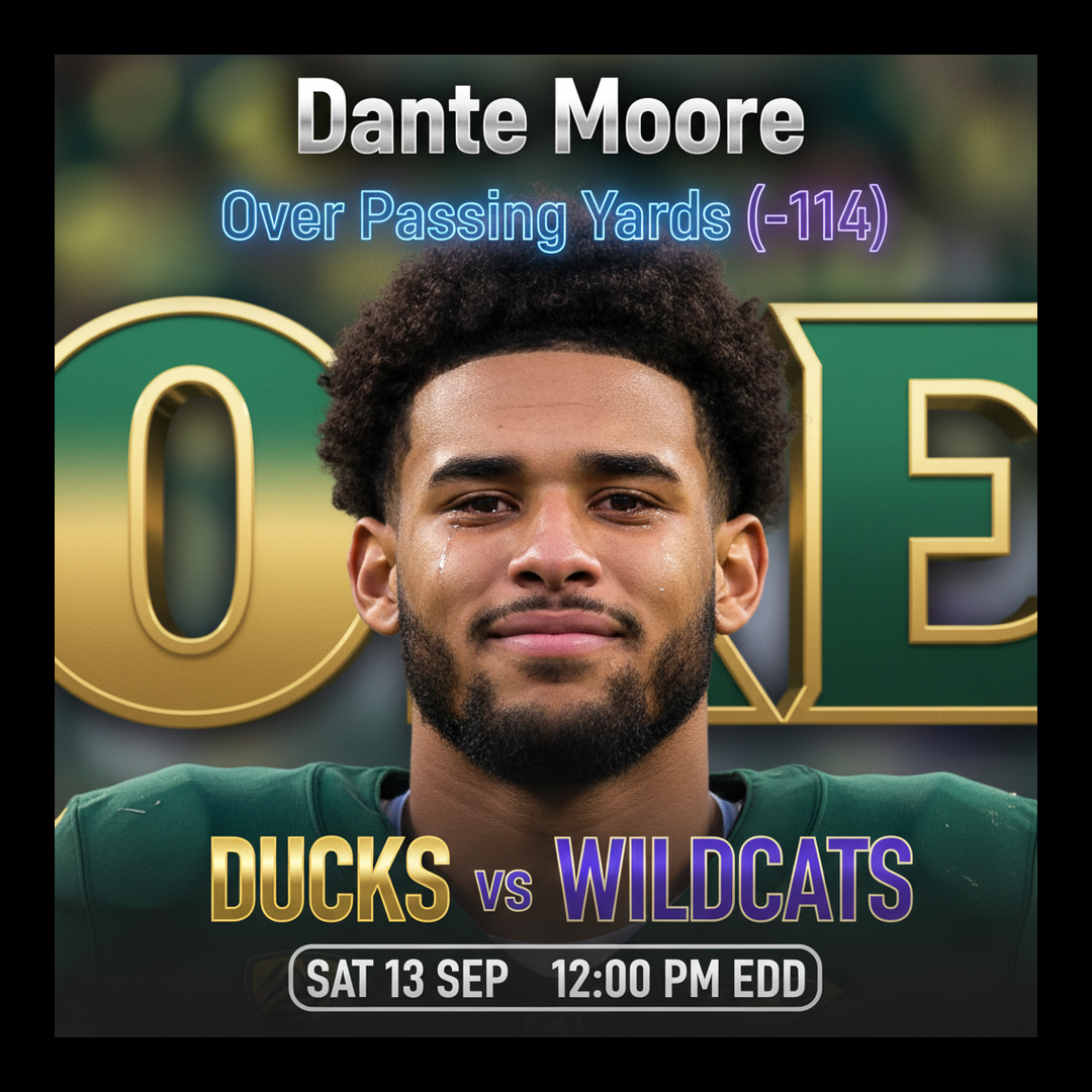 AI-generated detailed analysis visual for Dante Moore showing key statistics and insights