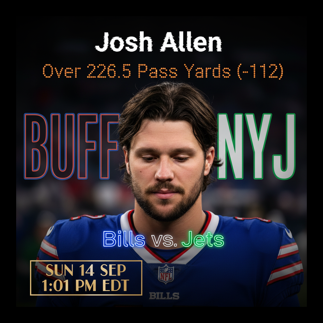 AI-generated detailed analysis visual for Josh Allen showing key statistics and insights