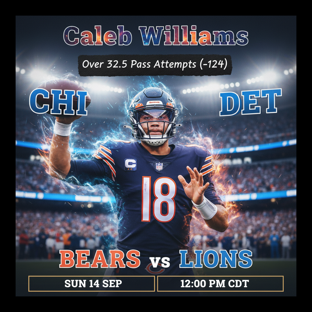 AI-generated detailed analysis visual for Caleb Williams showing key statistics and insights