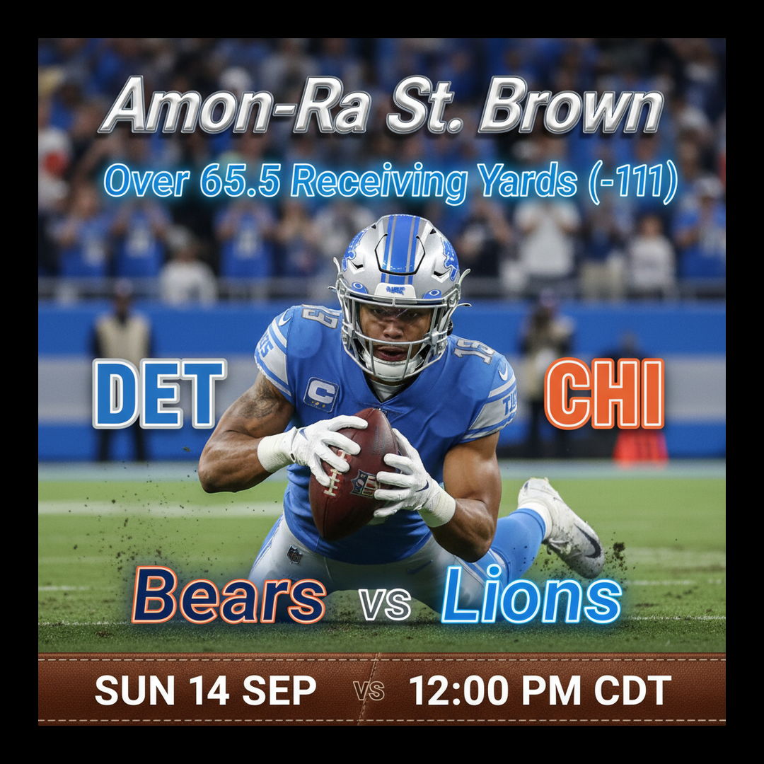 AI-generated detailed analysis visual for Amon-Ra St. Brown showing key statistics and insights