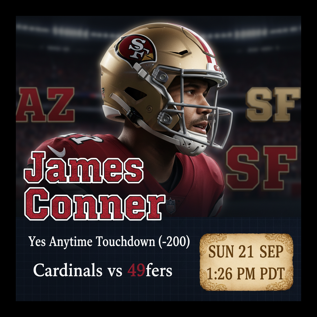 AI-generated detailed analysis visual for James Conner showing key statistics and insights