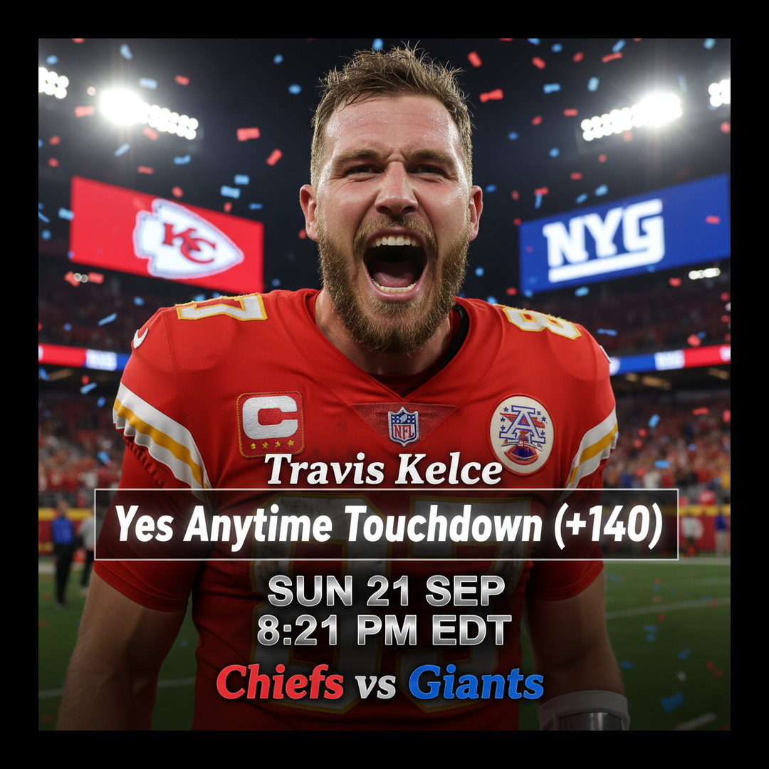 AI-generated detailed analysis visual for Travis Kelce showing key statistics and insights