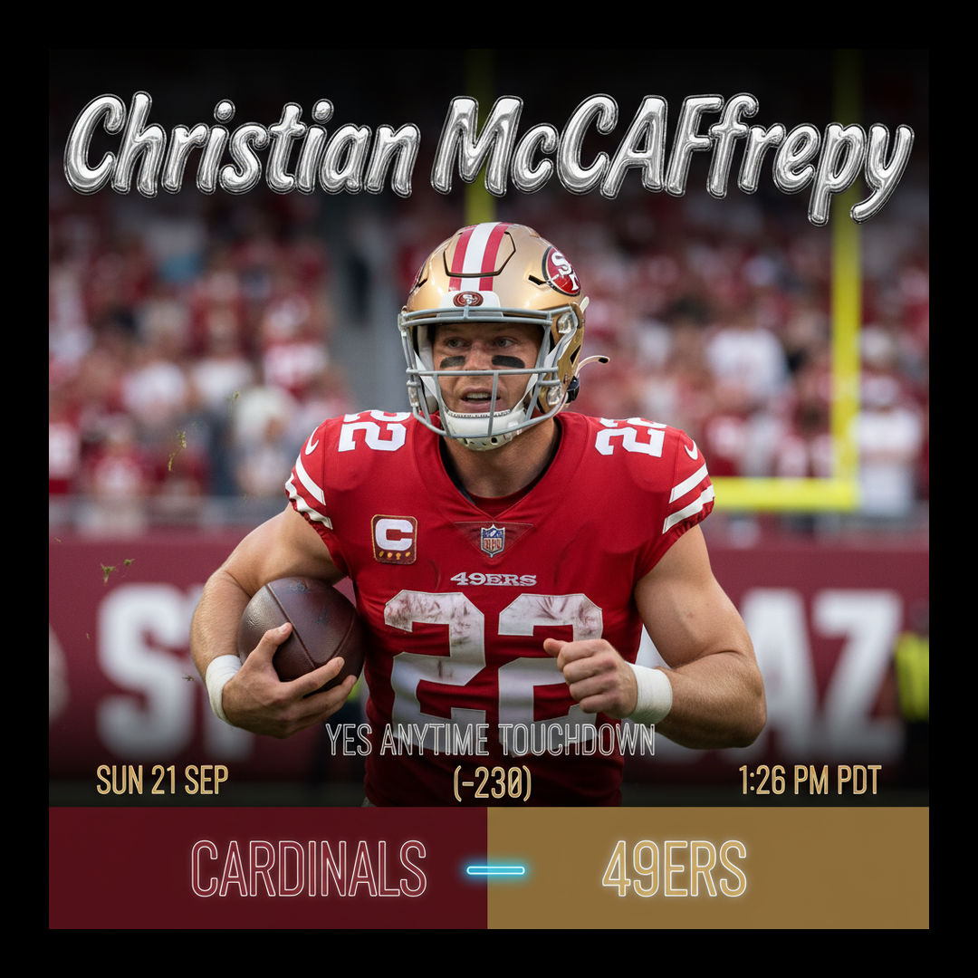 AI-generated detailed analysis visual for Christian McCaffrey showing key statistics and insights