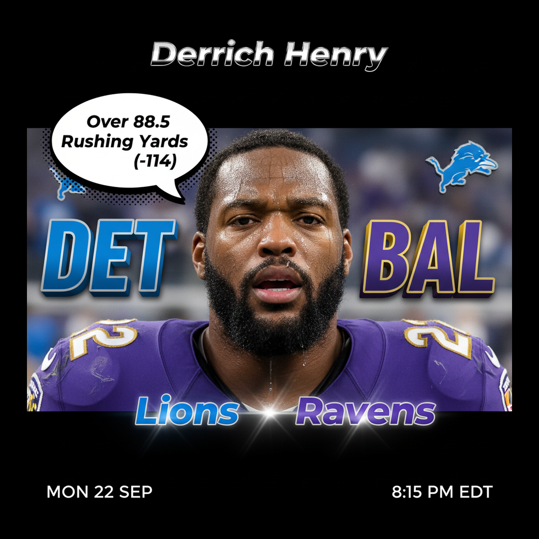 AI-generated detailed analysis visual for Derrick Henry showing key statistics and insights