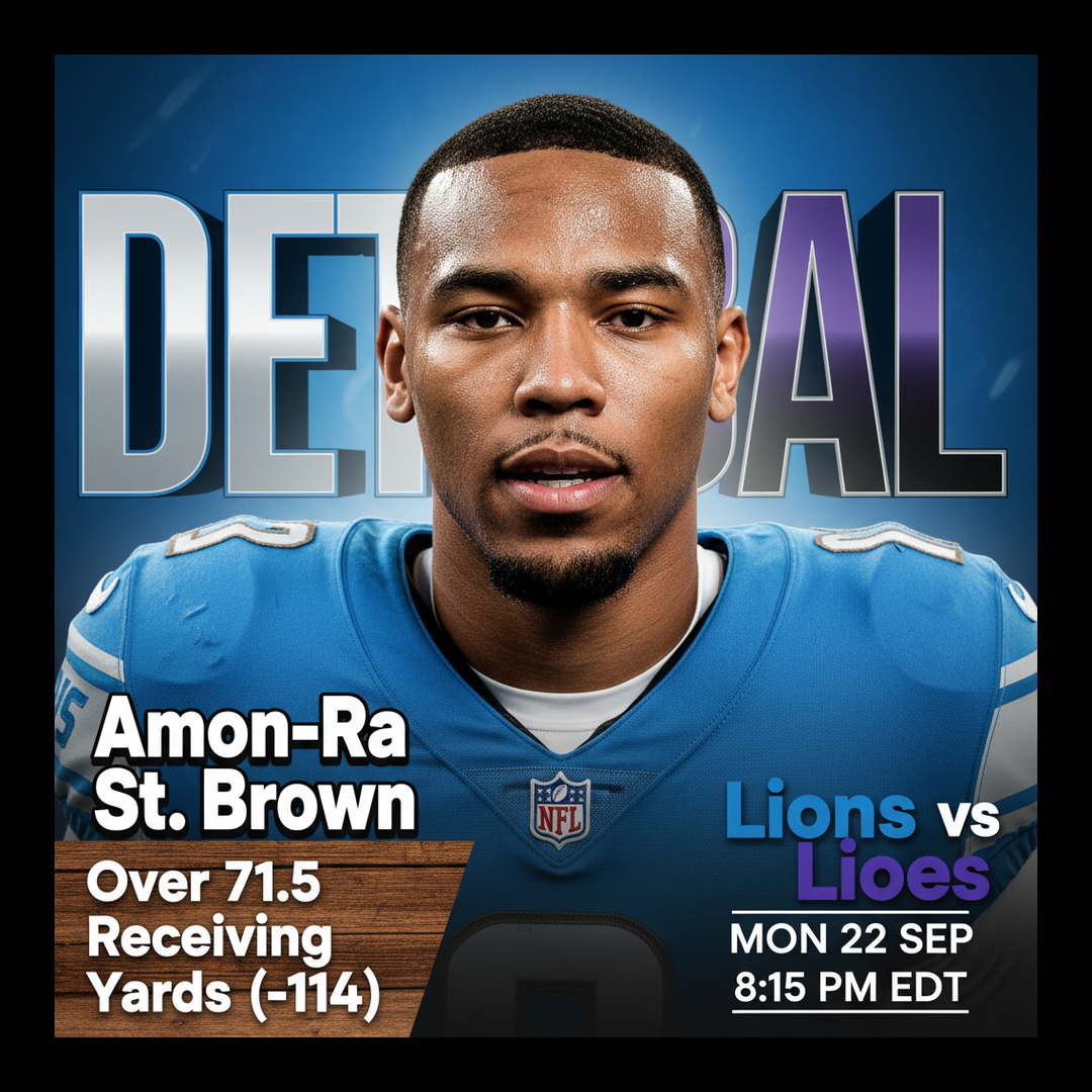 AI-generated detailed analysis visual for Amon-Ra St. Brown showing key statistics and insights