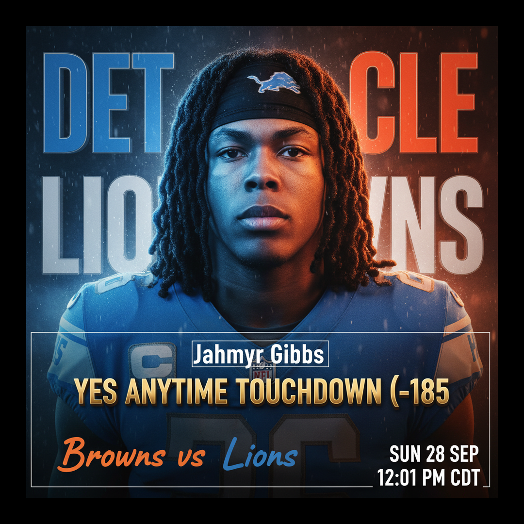 AI-generated detailed analysis visual for Jahmyr Gibbs showing key statistics and insights