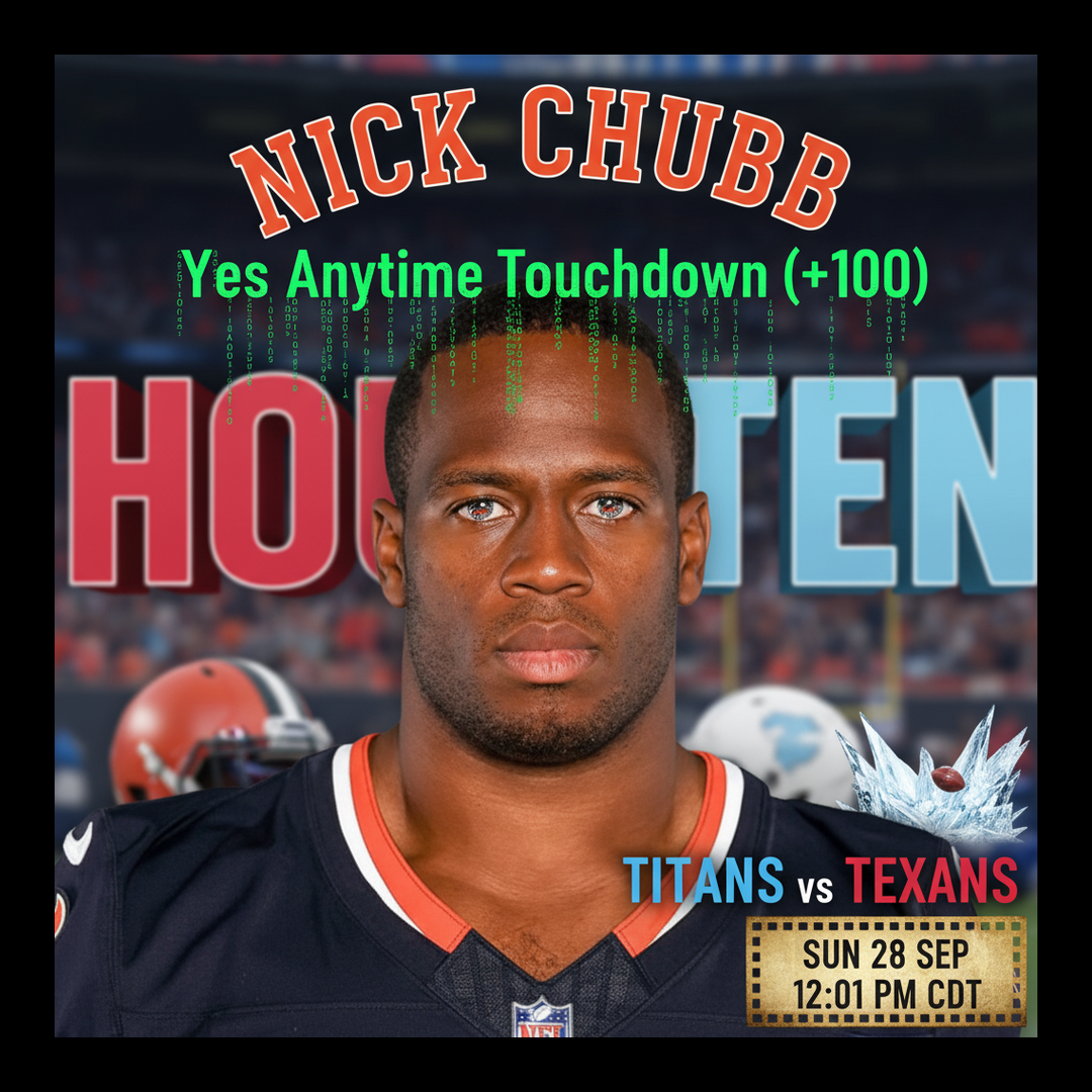 AI-generated detailed analysis visual for Nick Chubb showing key statistics and insights