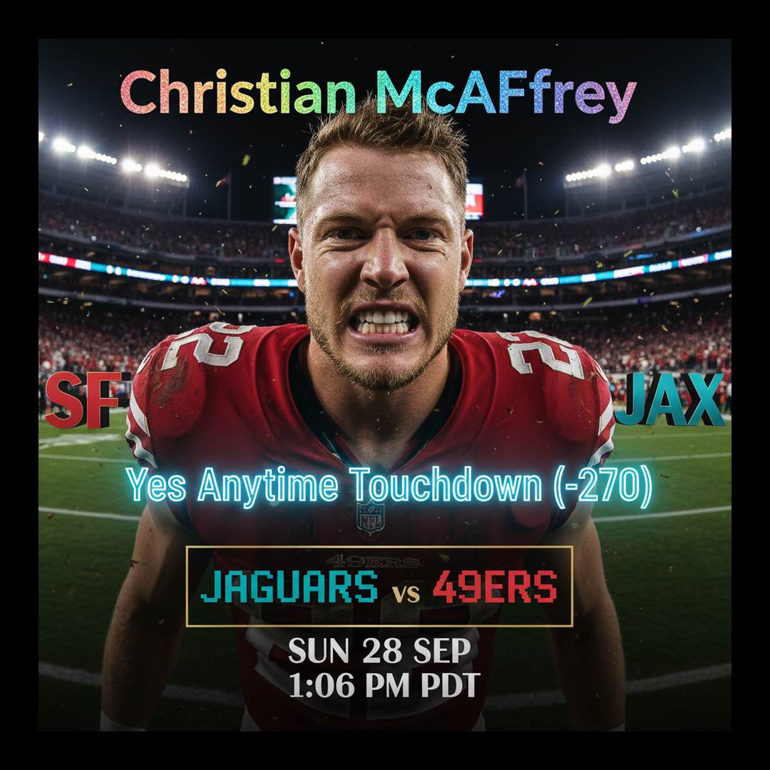 AI-generated detailed analysis visual for Christian McCaffrey showing key statistics and insights