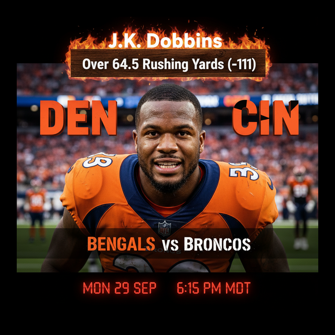 AI-generated detailed analysis visual for J.K. Dobbins showing key statistics and insights