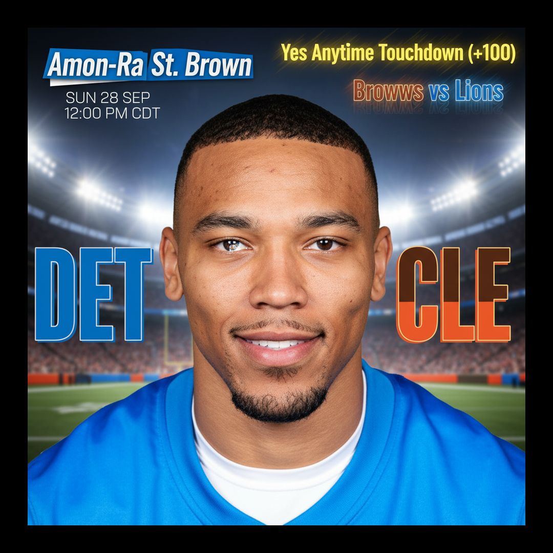 AI-generated detailed analysis visual for Amon-Ra St. Brown showing key statistics and insights