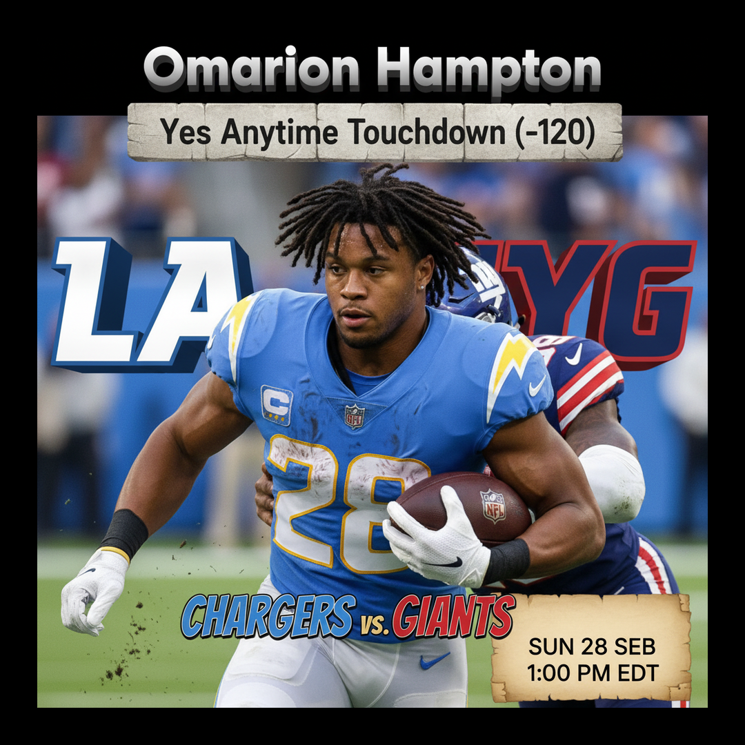 AI-generated detailed analysis visual for Omarion Hampton showing key statistics and insights