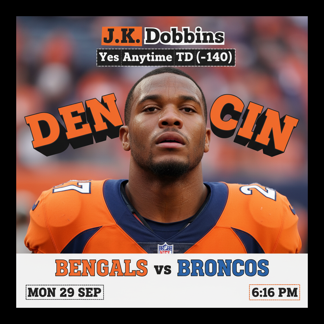 AI-generated detailed analysis visual for J.K. Dobbins showing key statistics and insights