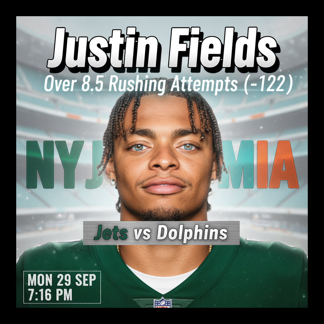 AI-generated detailed analysis visual for Justin Fields showing key statistics and insights