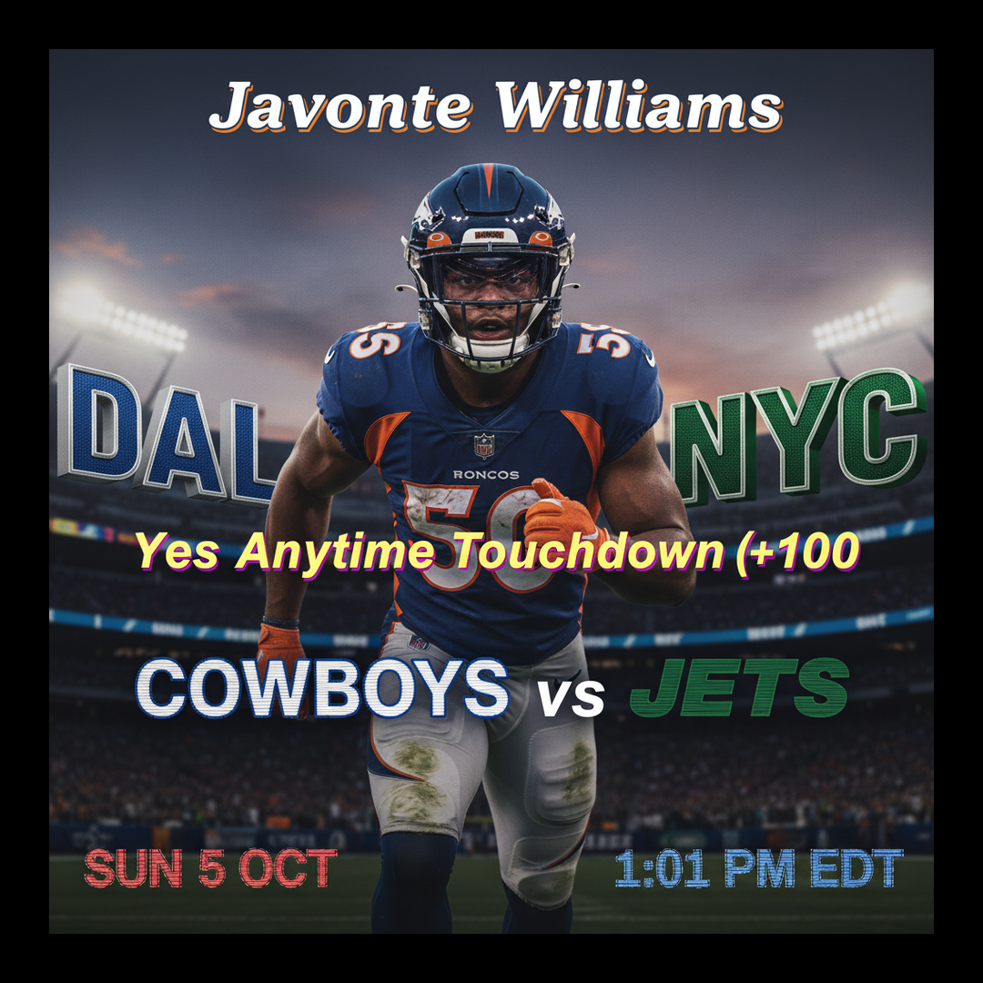 AI-generated detailed analysis visual for Javonte Williams showing key statistics and insights