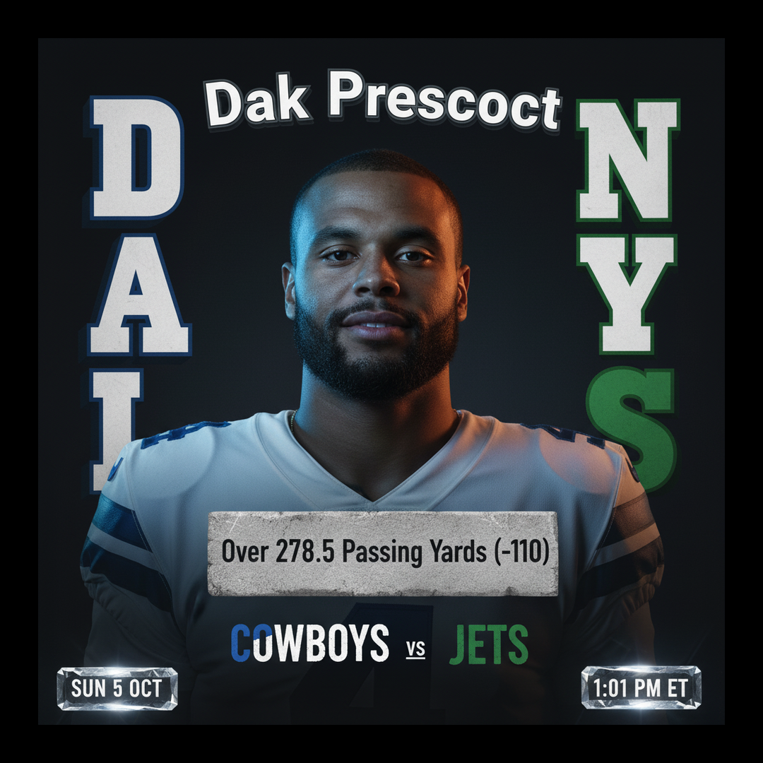 AI-generated detailed analysis visual for Dak Prescott showing key statistics and insights
