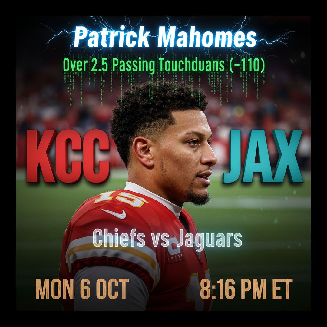 AI-generated detailed analysis visual for Patrick Mahomes showing key statistics and insights