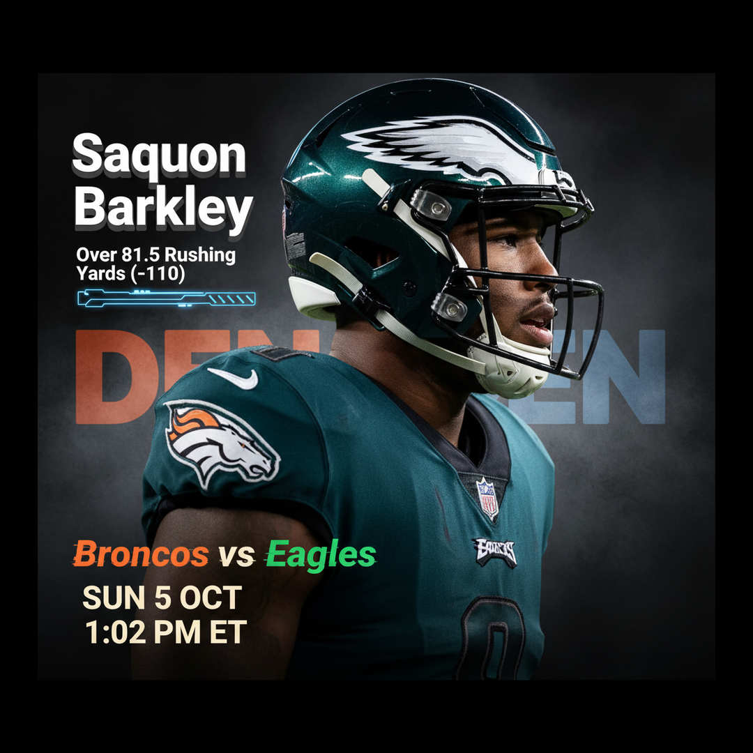 AI-generated detailed analysis visual for Saquon Barkley showing key statistics and insights