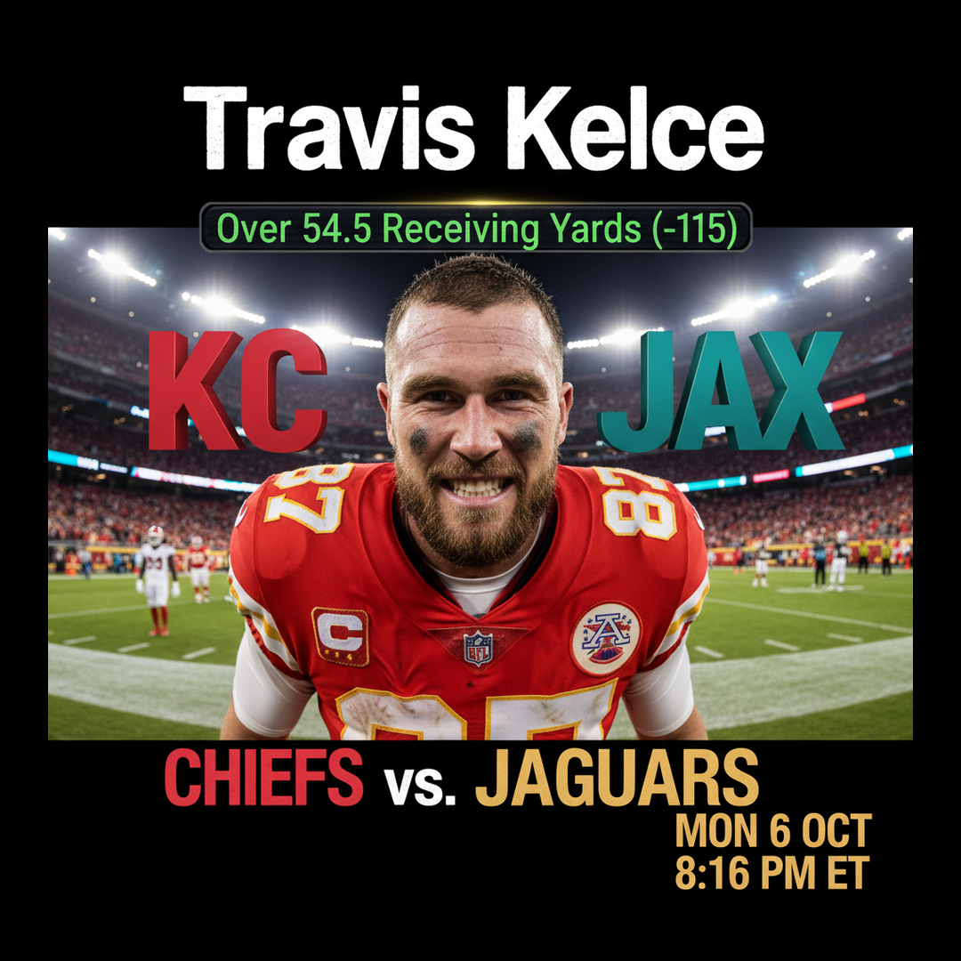 AI-generated detailed analysis visual for Travis Kelce showing key statistics and insights
