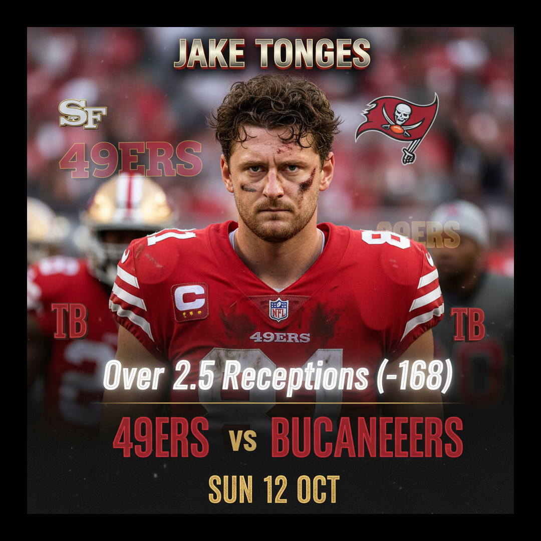 AI-generated detailed analysis visual for Jake Tonges showing key statistics and insights