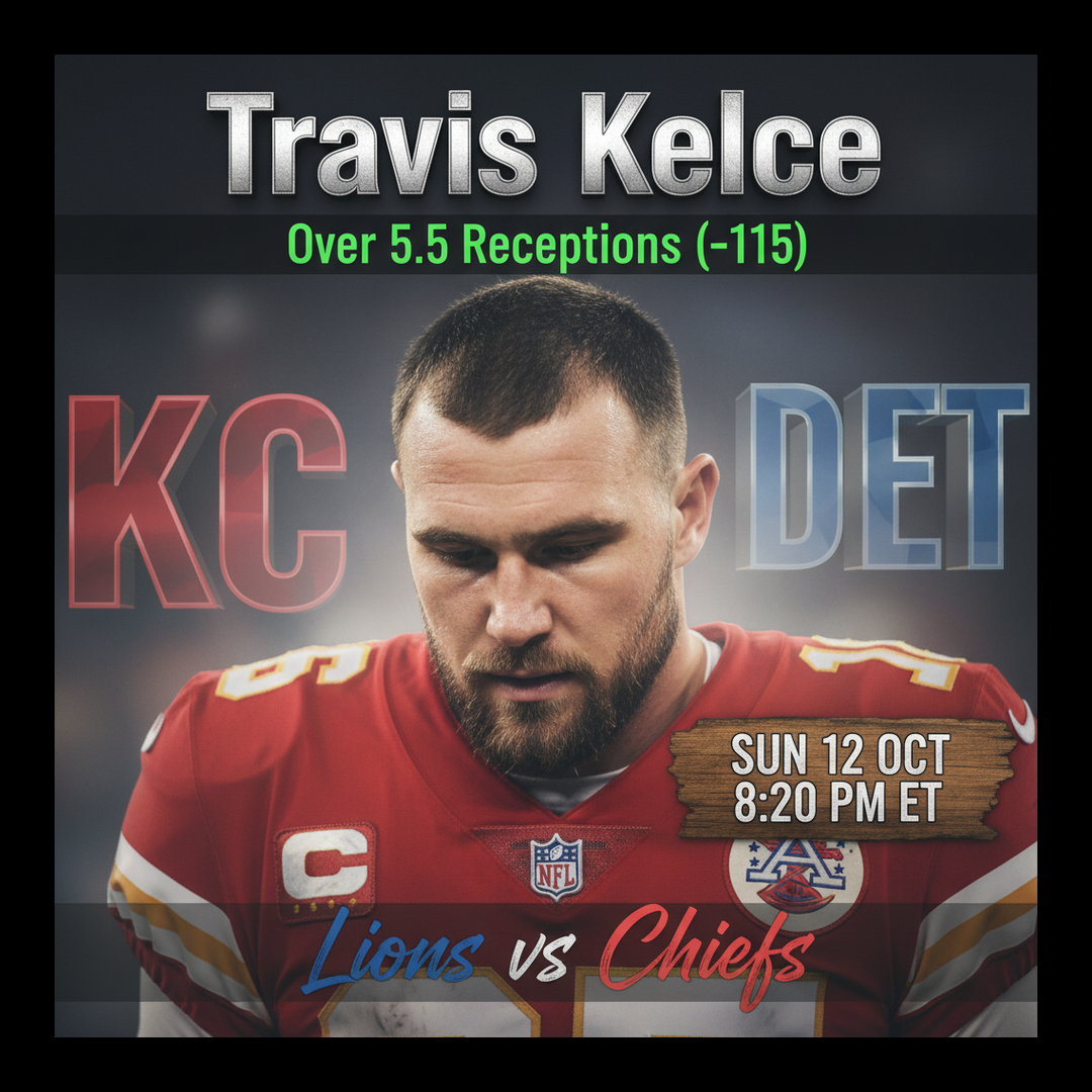AI-generated detailed analysis visual for Travis Kelce showing key statistics and insights